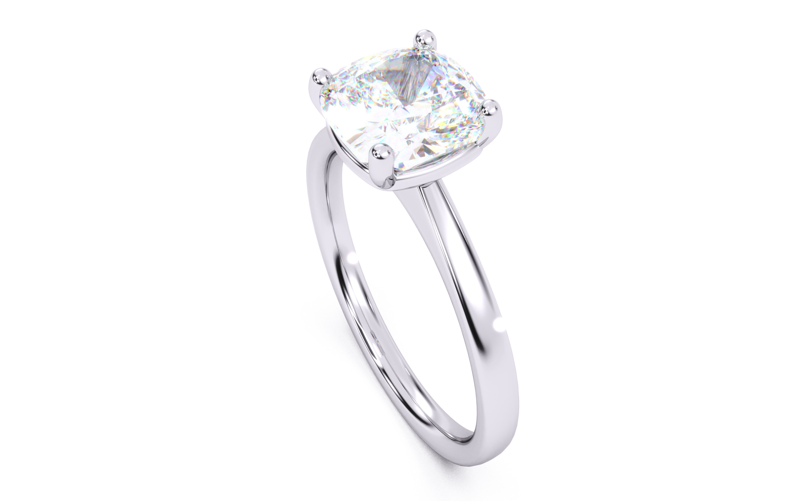 Cushion Diamond Solitaire Ring 3D print model 3D print model_9