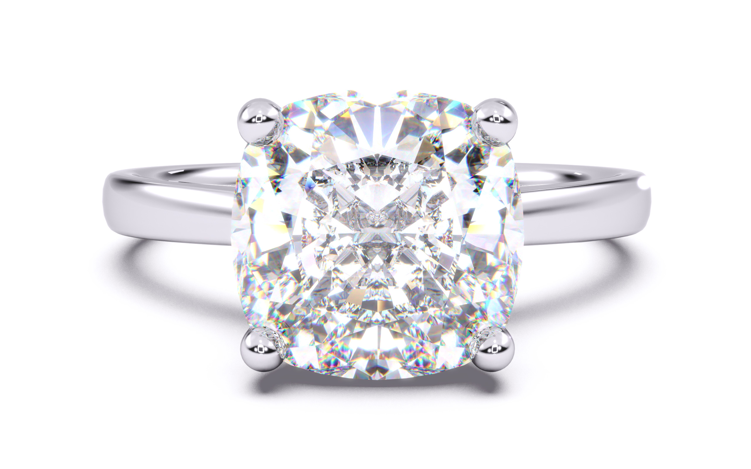 Cushion Diamond Solitaire Ring 3D print model 3D print model_18