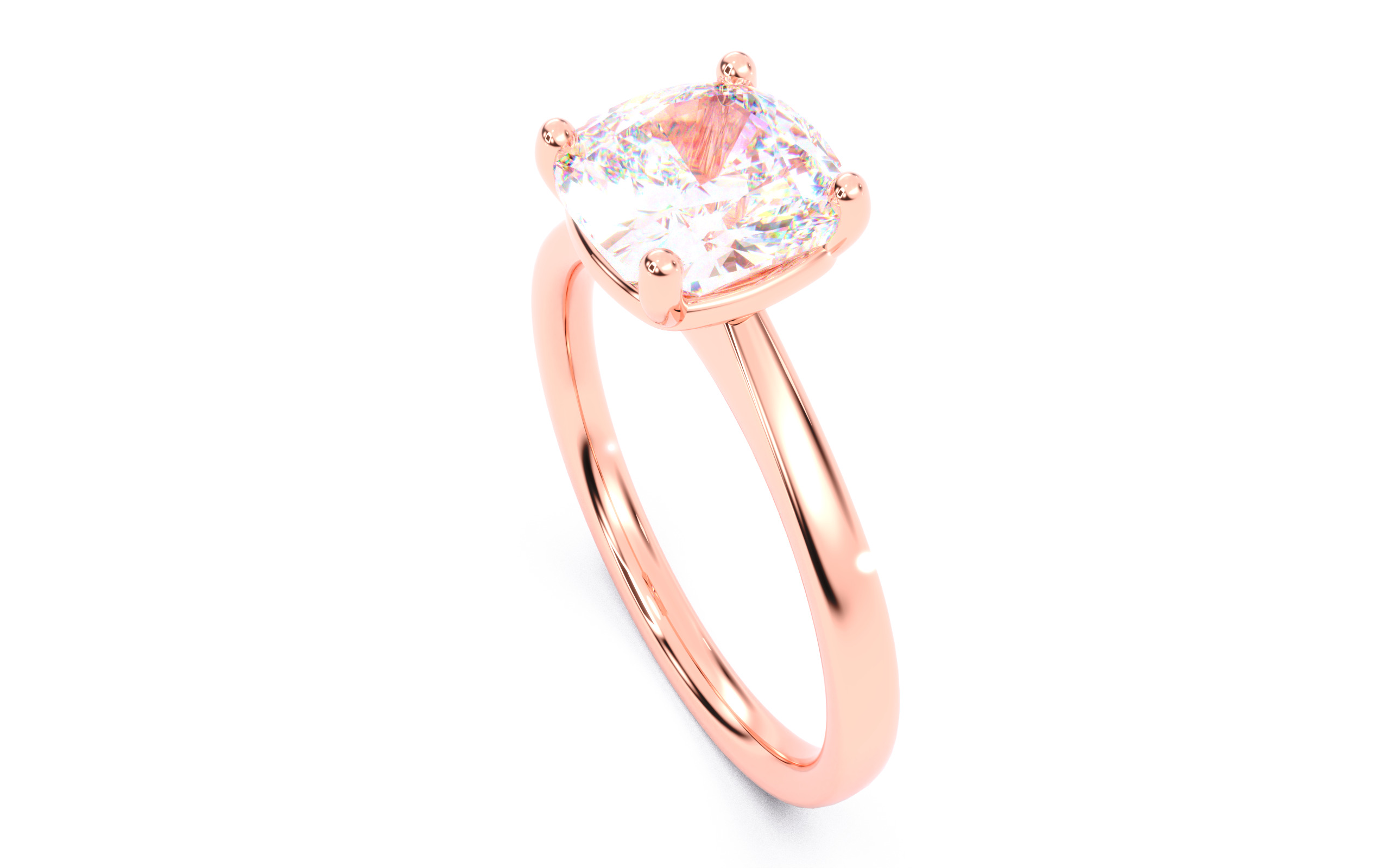 Cushion Diamond Solitaire Ring 3D print model 3D print model_7