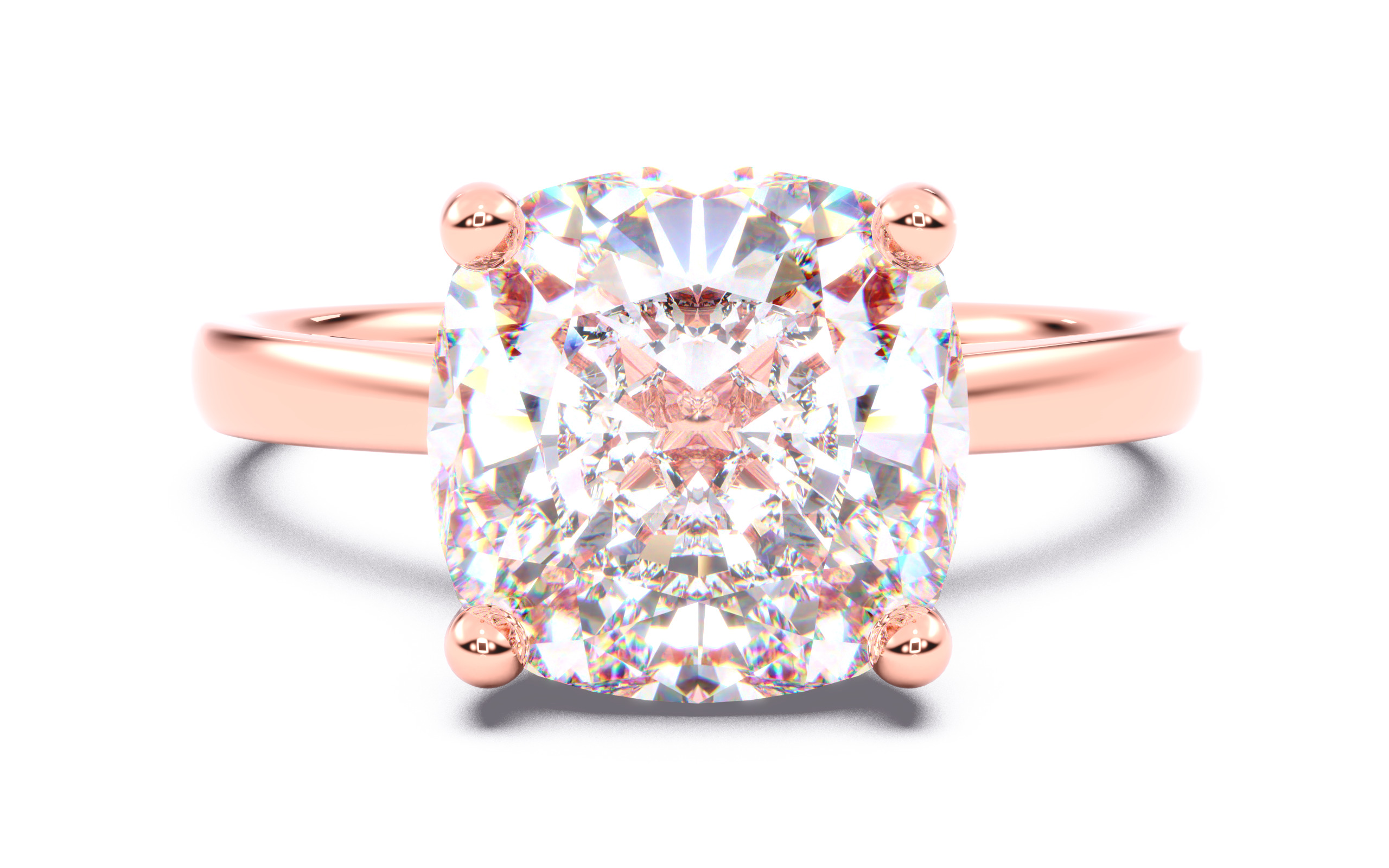 Cushion Diamond Solitaire Ring 3D print model 3D print model_5