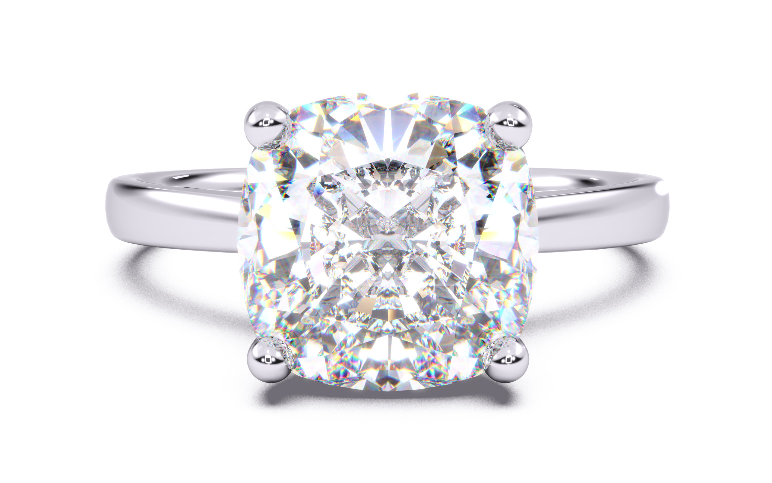 Cushion Diamond Solitaire Ring 3D print model 3D print model_19