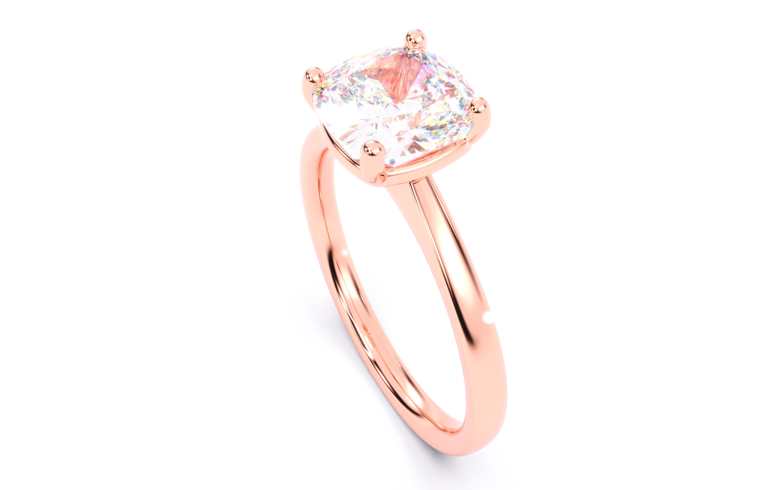 Cushion Diamond Solitaire Ring 3D print model 3D print model_6