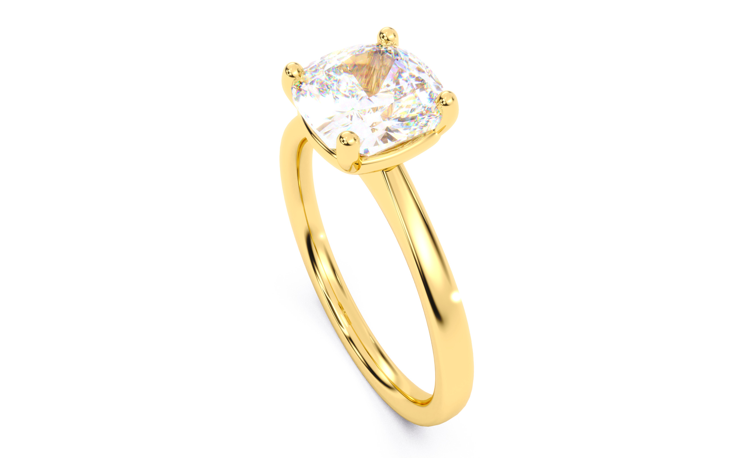 Cushion Diamond Solitaire Ring 3D print model 3D print model_11