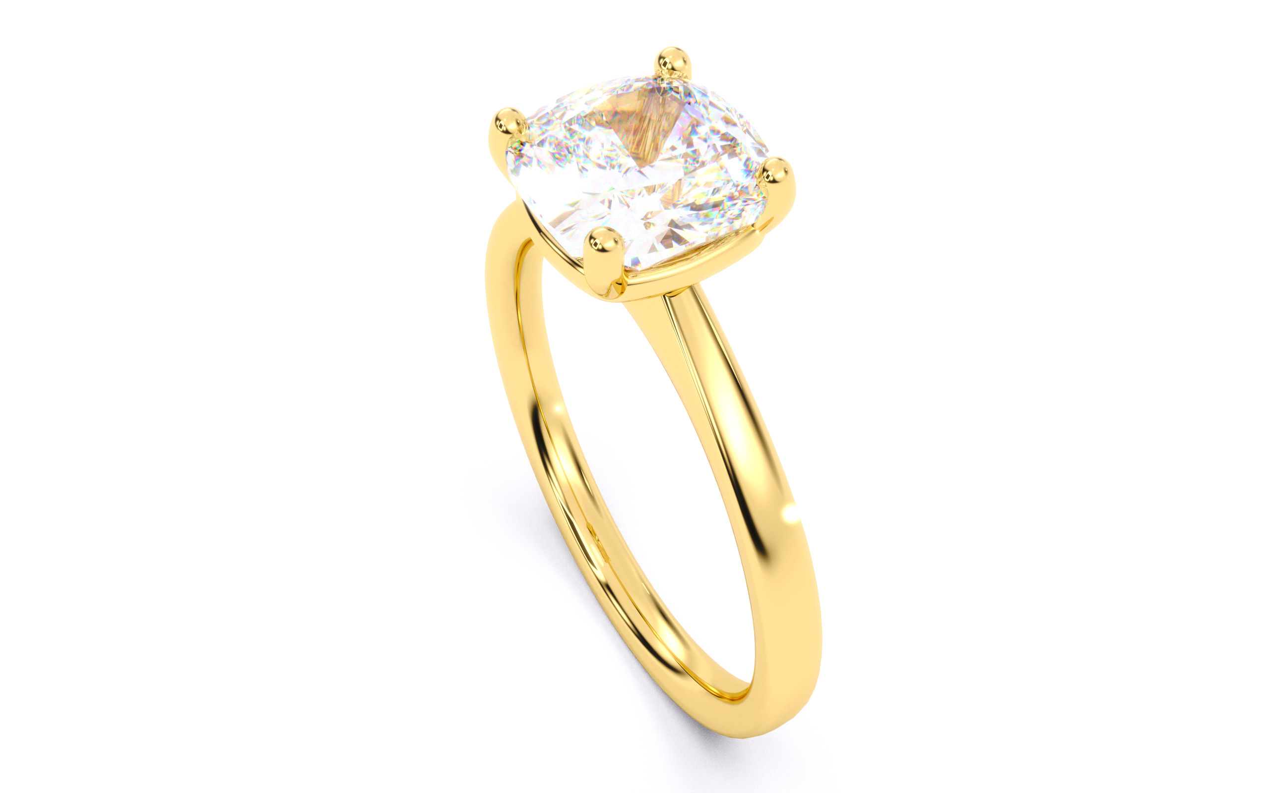 Cushion Diamond Solitaire Ring 3D print model 3D print model_10