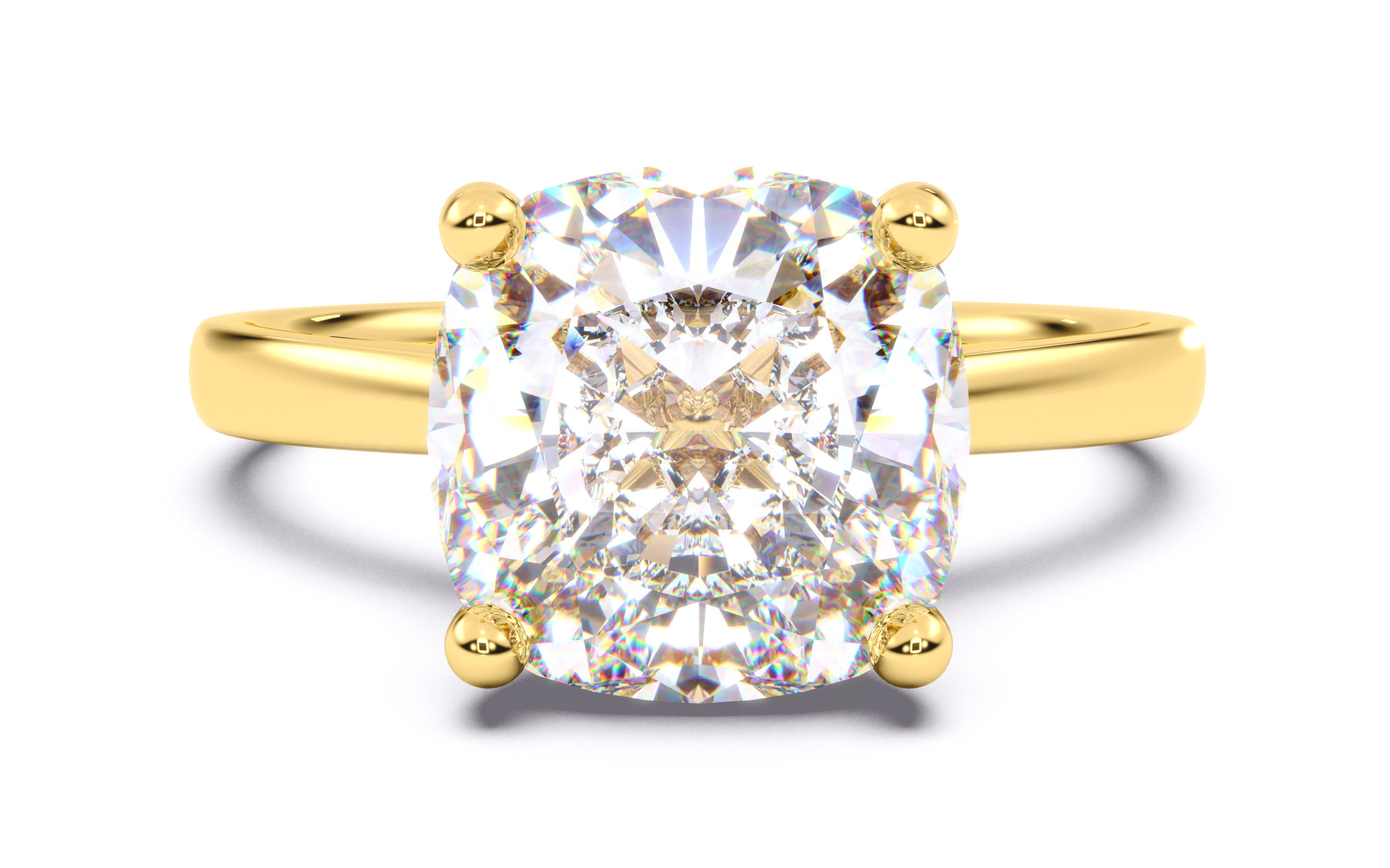 Cushion Diamond Solitaire Ring 3D print model 3D print model_20