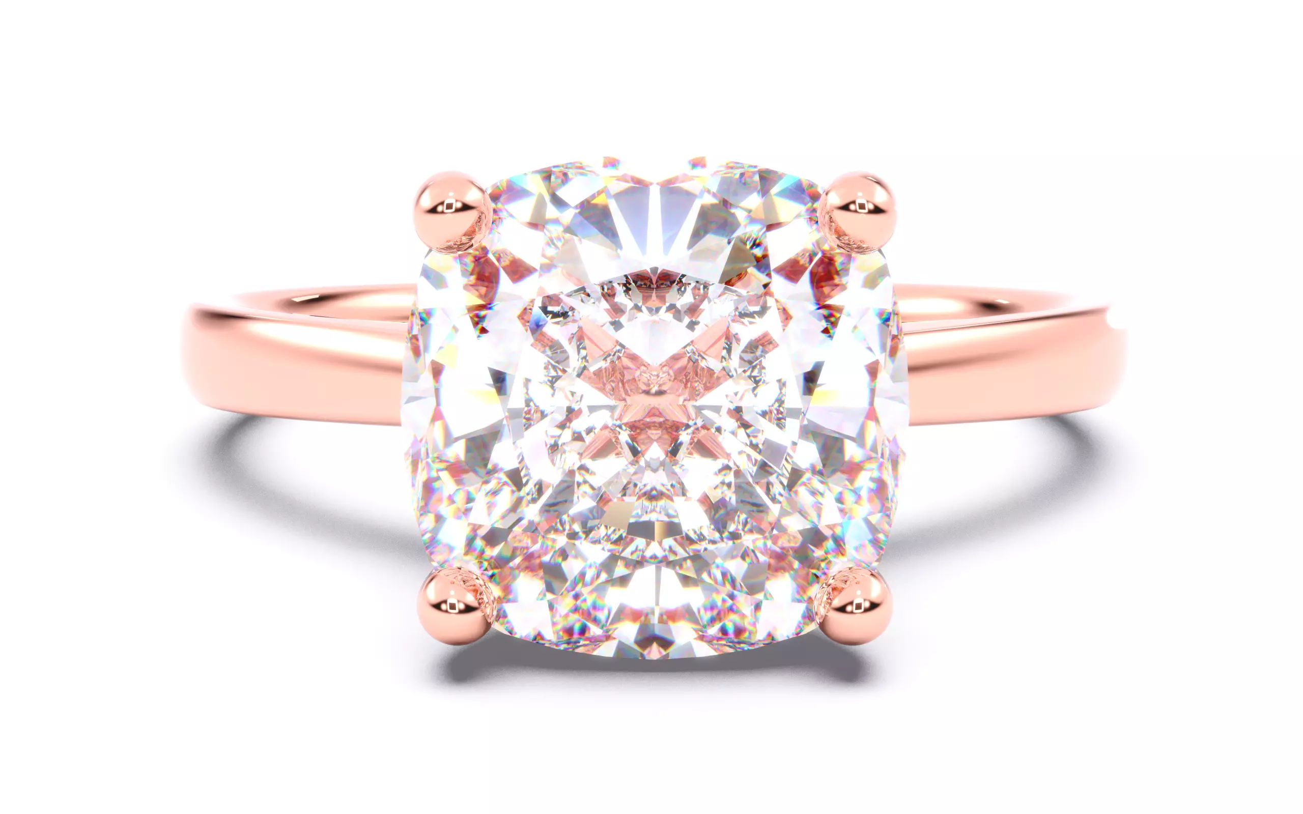 Cushion Diamond Solitaire Ring 3D print model 3D print model_0