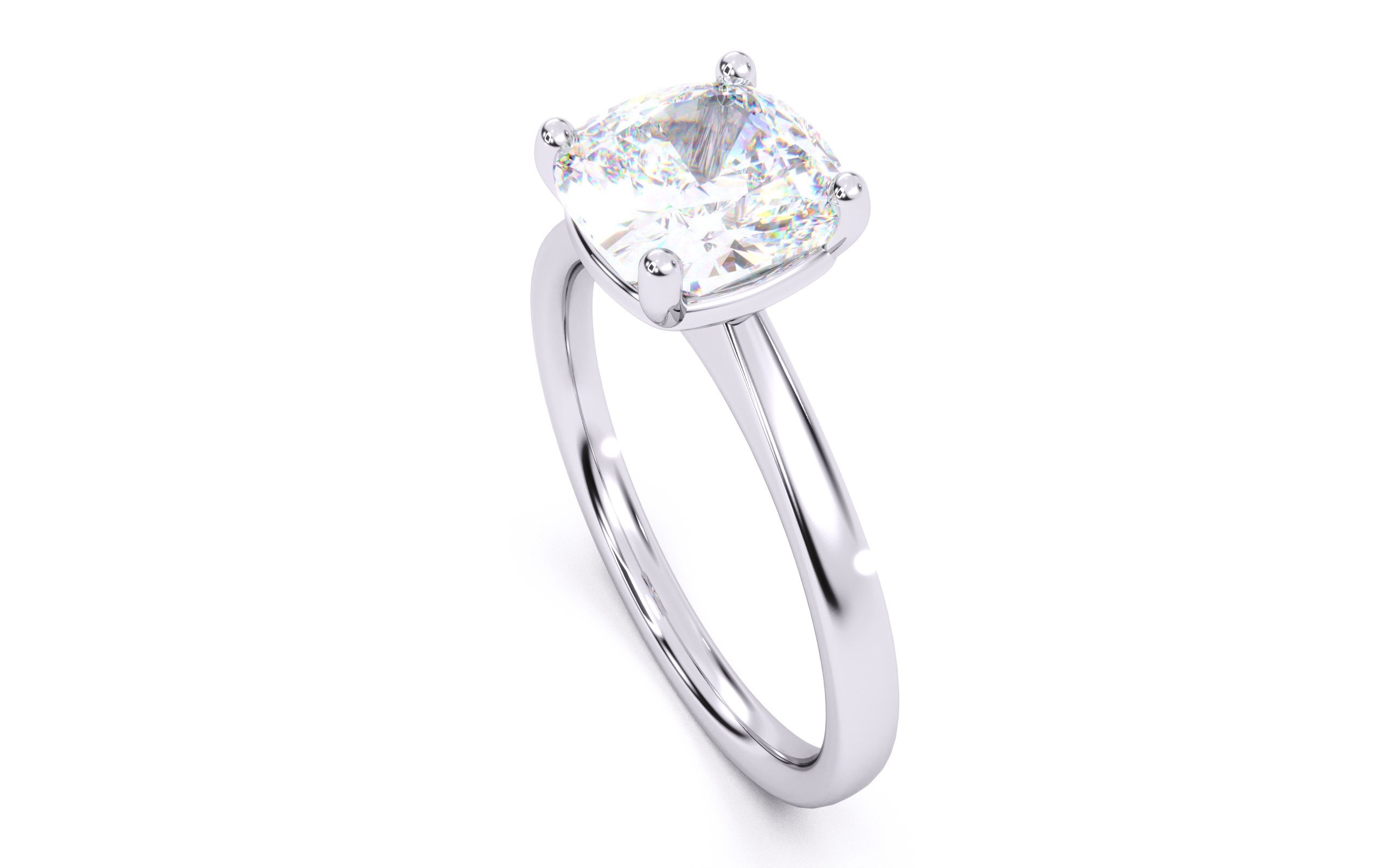 Cushion Diamond Solitaire Ring 3D print model 3D print model_8