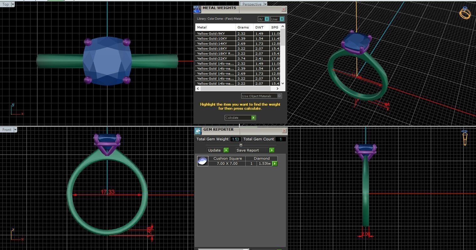 Cushion Diamond Solitaire Ring 3D print model 3D print model_25
