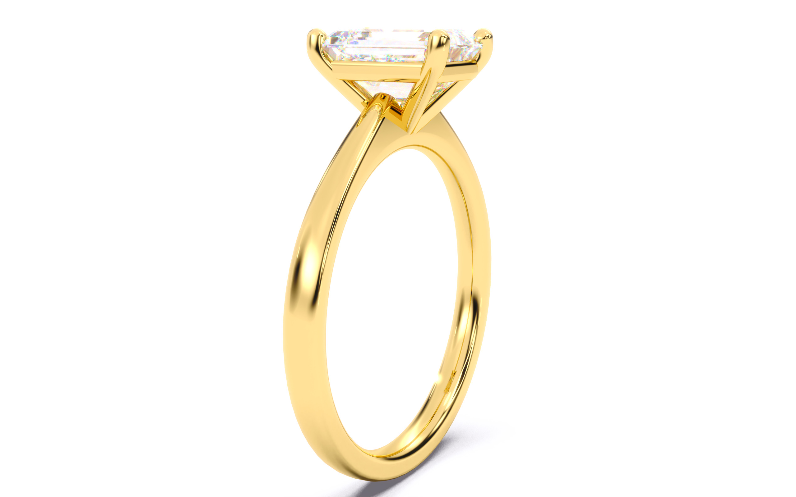 Emerald Diamond Solitaire Ring 3D print model 3D print model_11