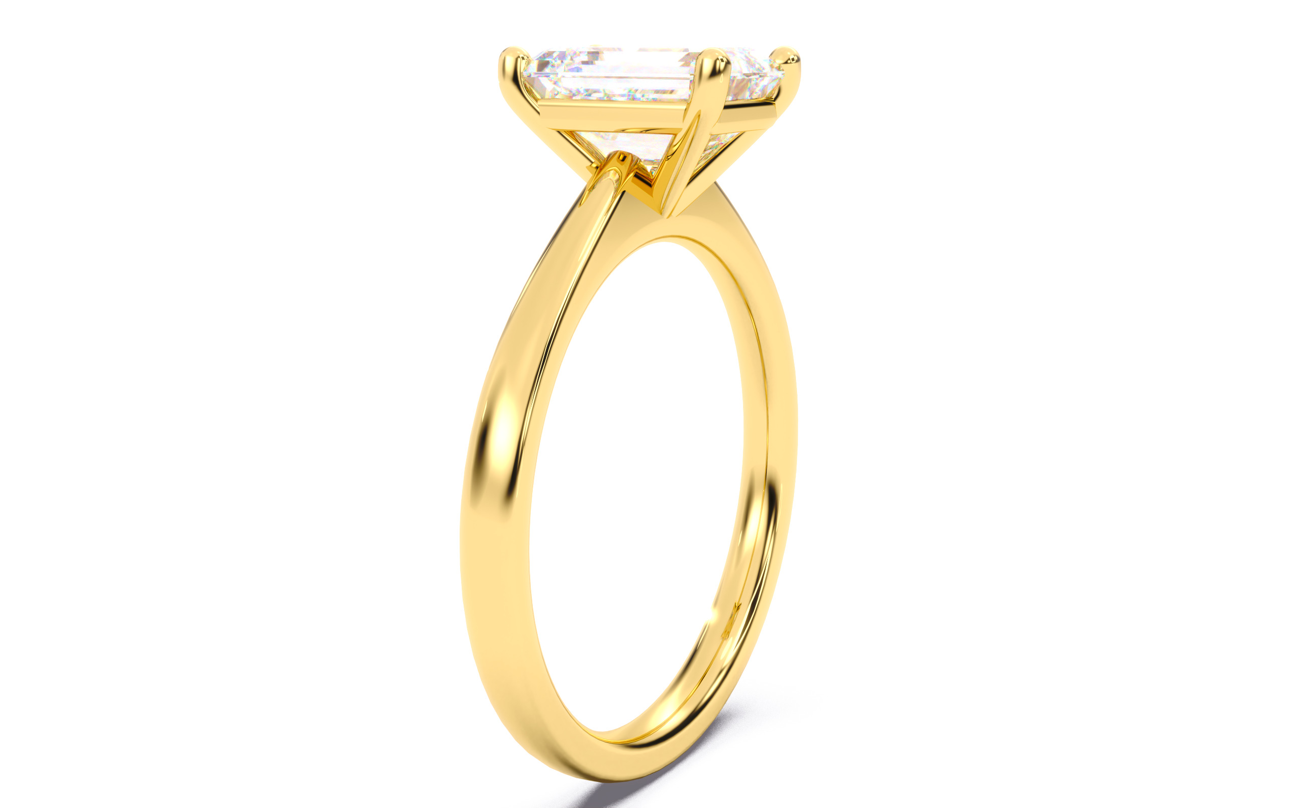 Emerald Diamond Solitaire Ring 3D print model 3D print model_13