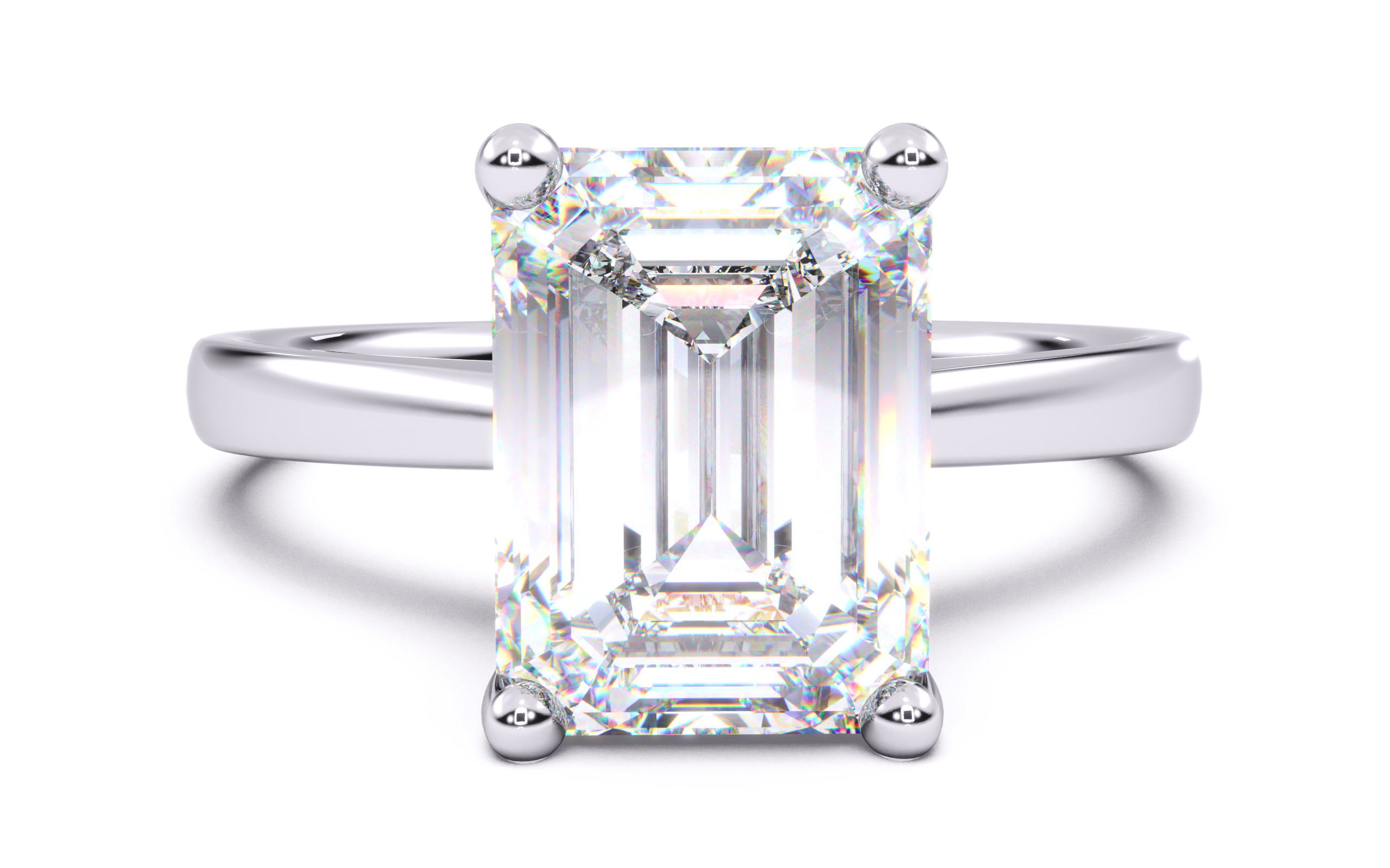 Emerald Diamond Solitaire Ring 3D print model 3D print model_18