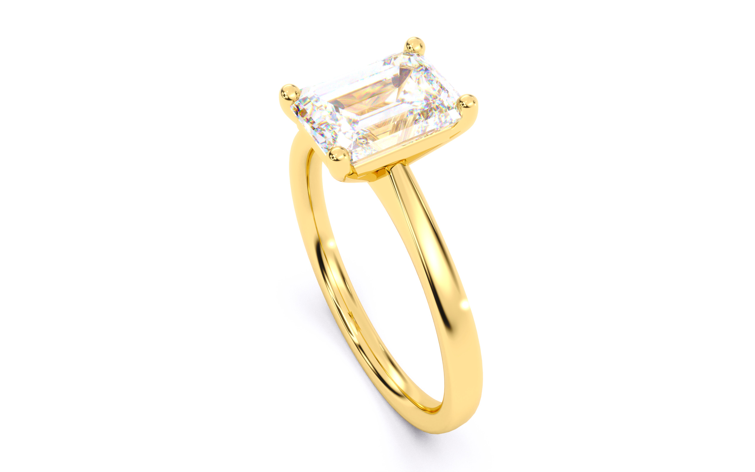 Emerald Diamond Solitaire Ring 3D print model 3D print model_9