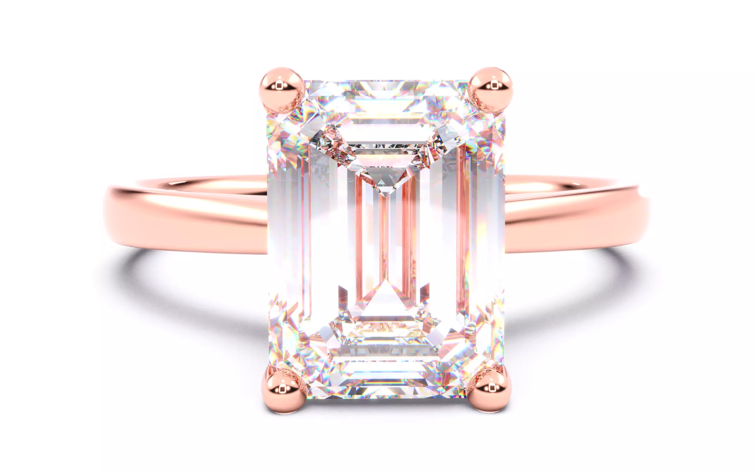 Emerald Diamond Solitaire Ring 3D print model 3D print model_0