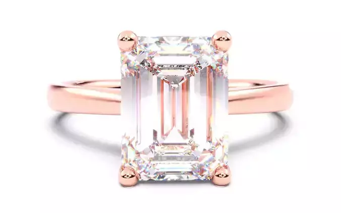 Emerald Diamond Solitaire Ring 3D print model 3D print model