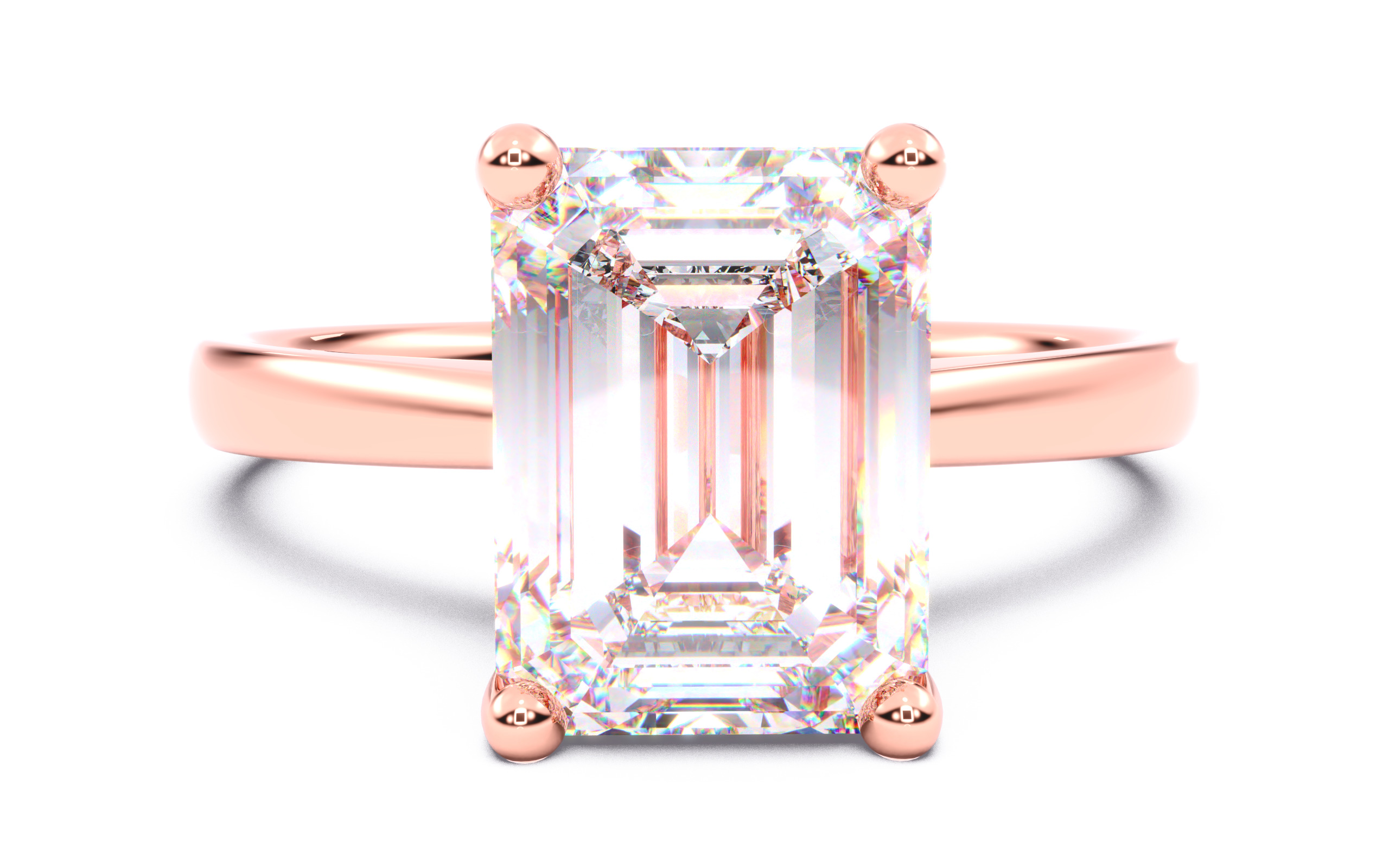 Emerald Diamond Solitaire Ring 3D print model 3D print model_12