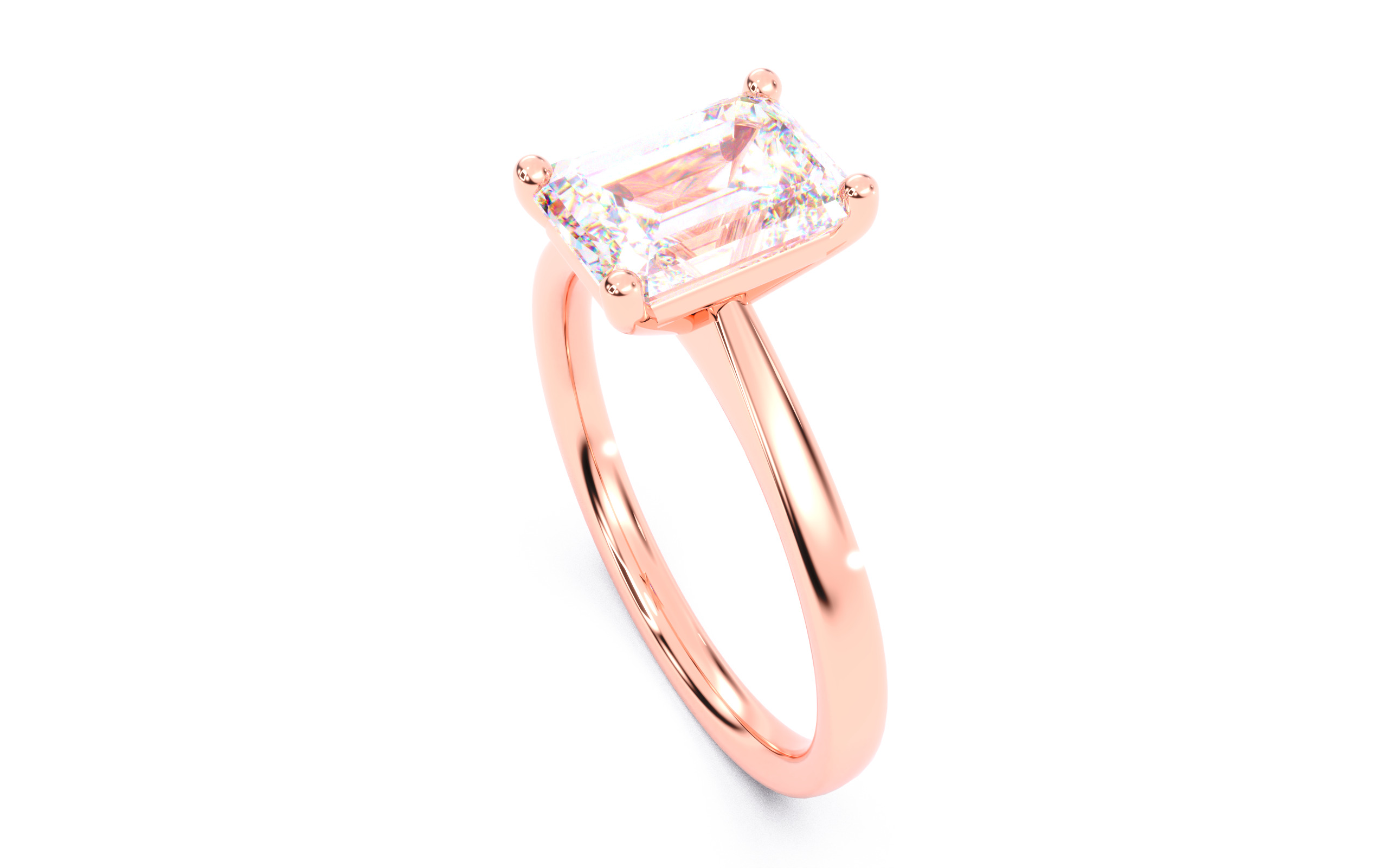 Emerald Diamond Solitaire Ring 3D print model 3D print model_6