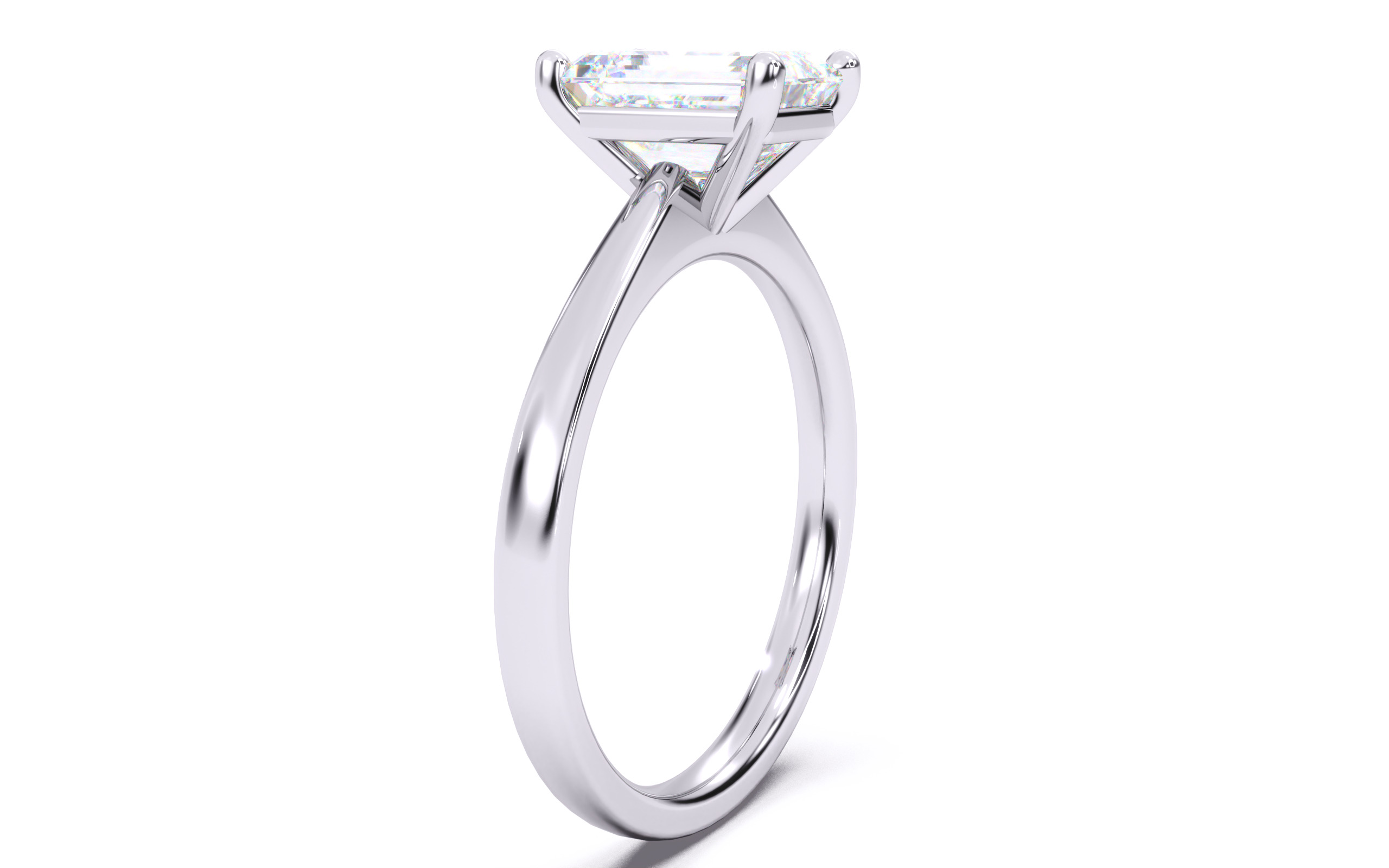 Emerald Diamond Solitaire Ring 3D print model 3D print model_14