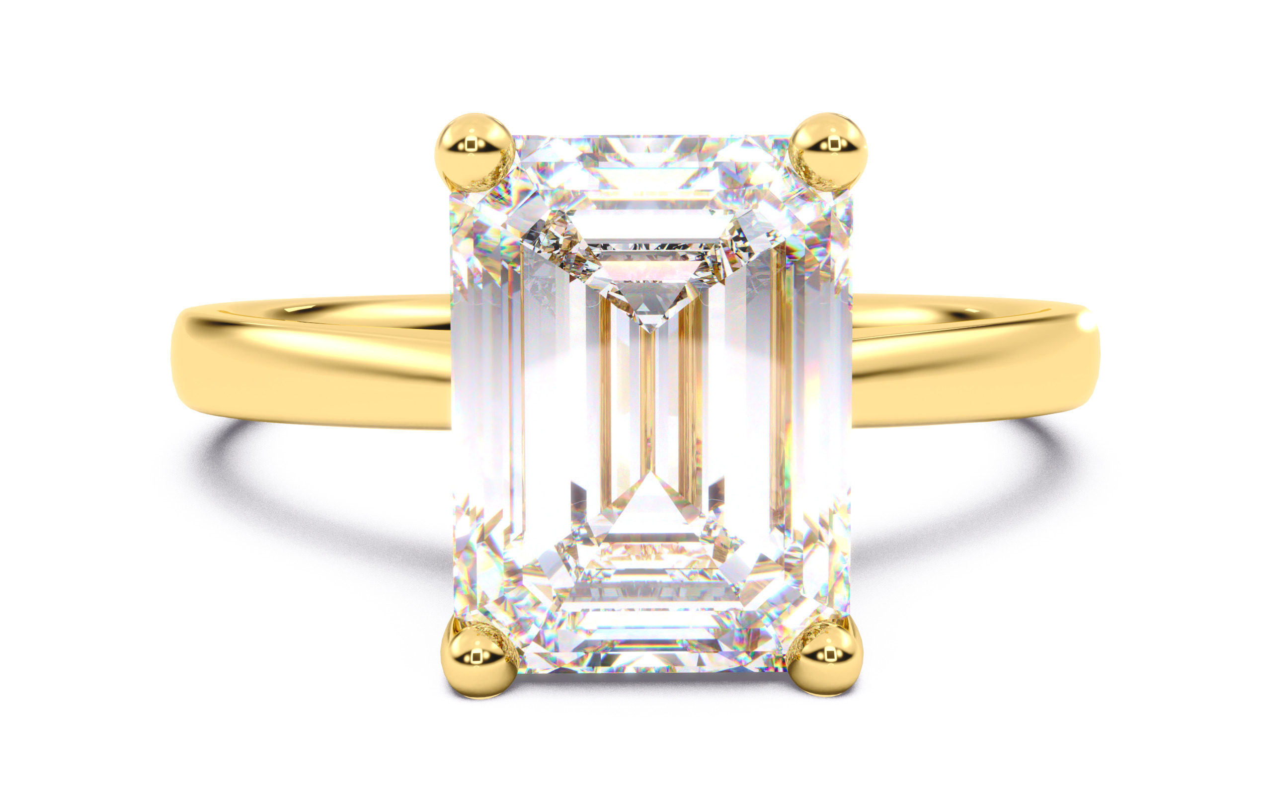 Emerald Diamond Solitaire Ring 3D print model 3D print model_21