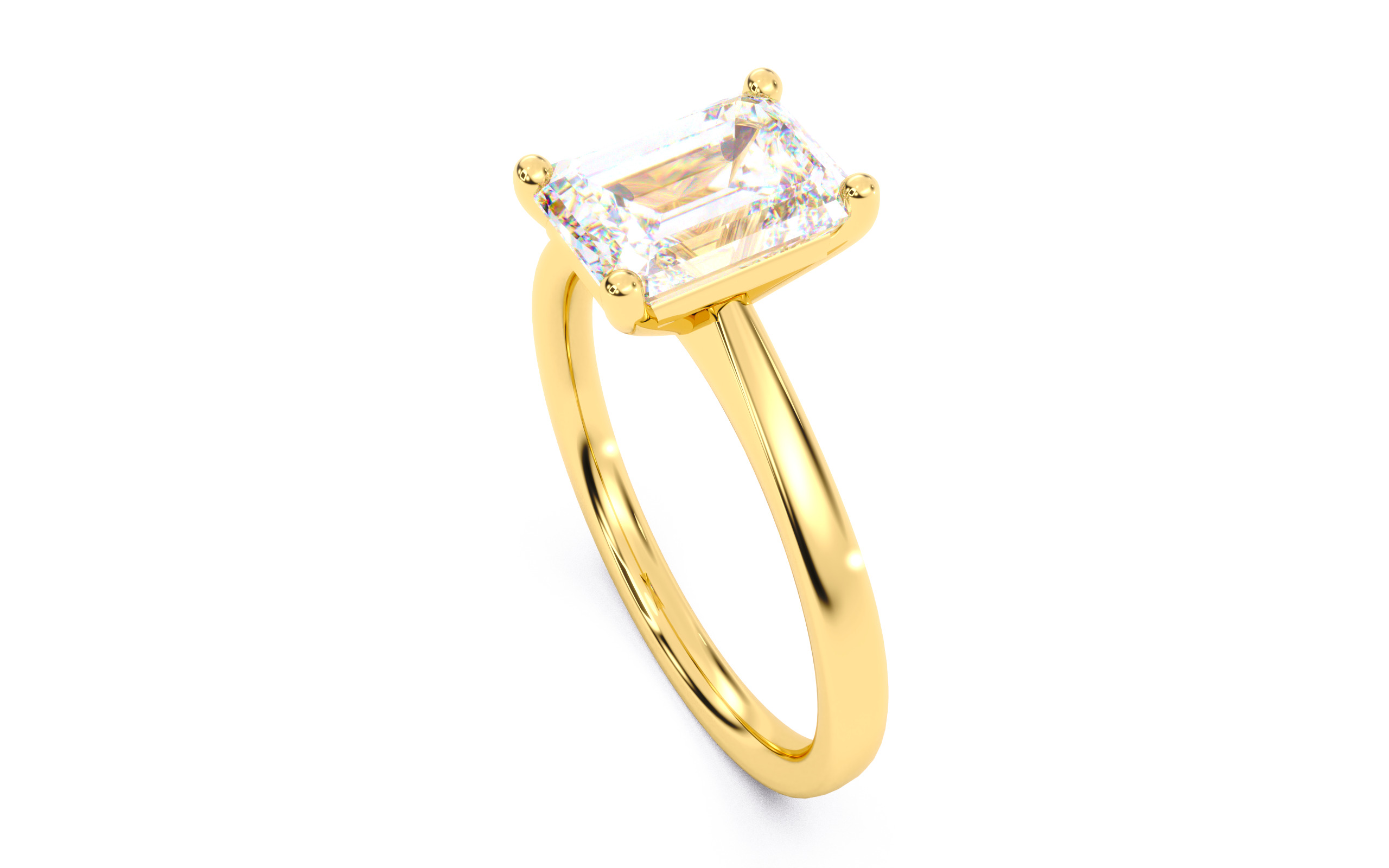 Emerald Diamond Solitaire Ring 3D print model 3D print model_10