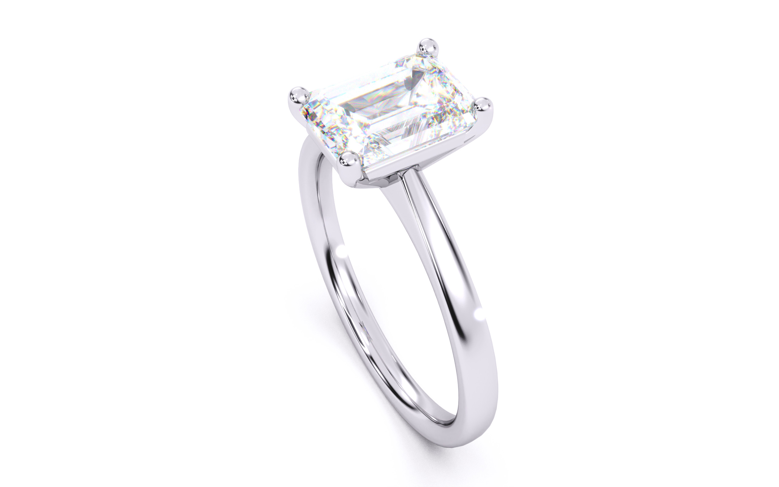 Emerald Diamond Solitaire Ring 3D print model 3D print model_7