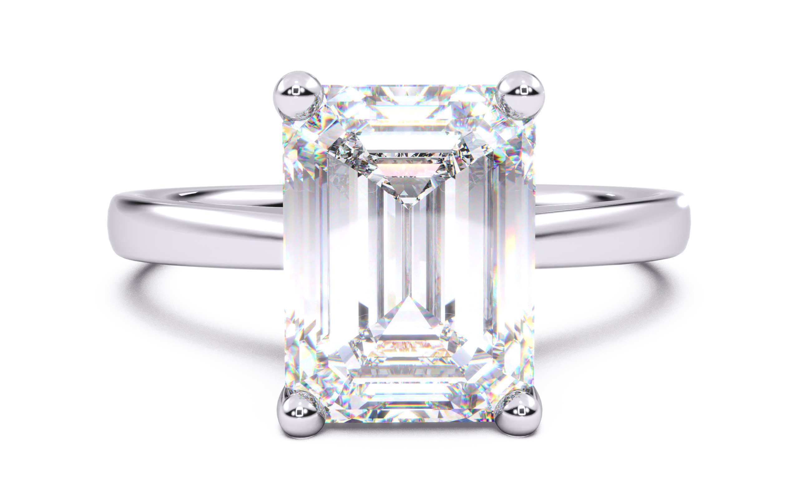 Emerald Diamond Solitaire Ring 3D print model 3D print model_19