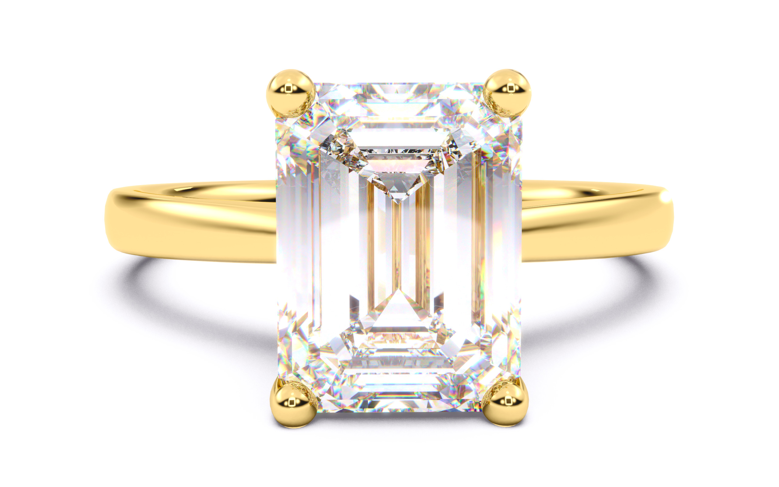 Emerald Diamond Solitaire Ring 3D print model 3D print model_20