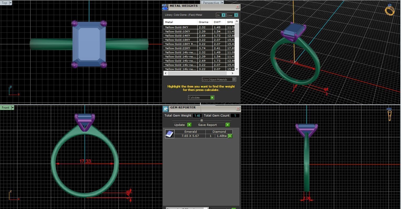 Emerald Diamond Solitaire Ring 3D print model 3D print model_25