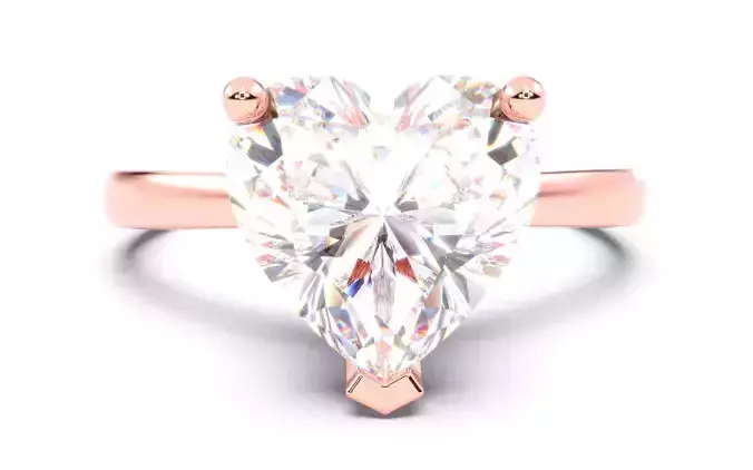 Heart Diamond Solitaire Ring 3D print model