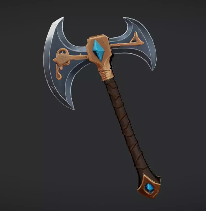 ornate double-headed axe 3 3D model_0
