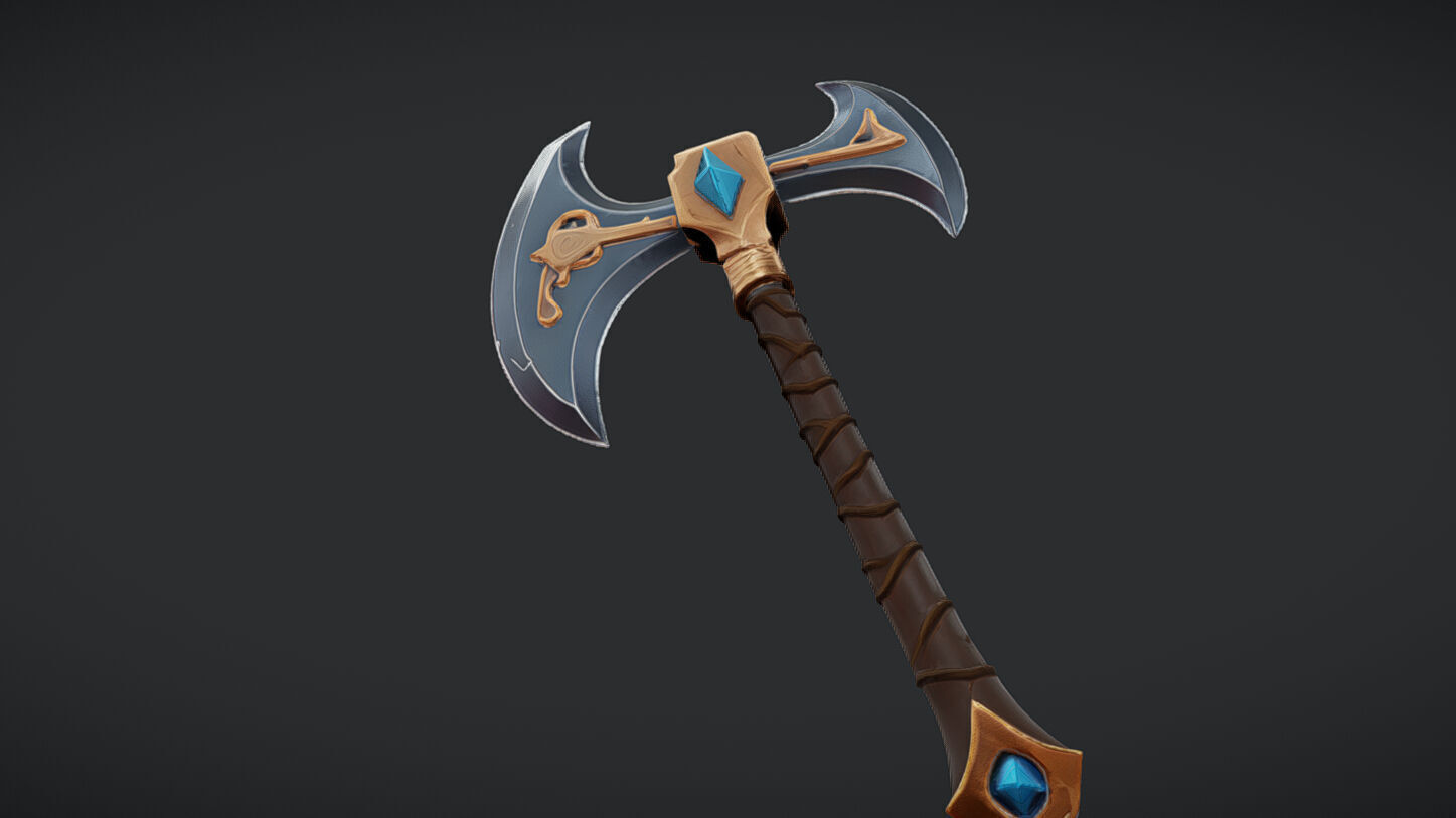 ornate double-headed axe 3 3D model_2