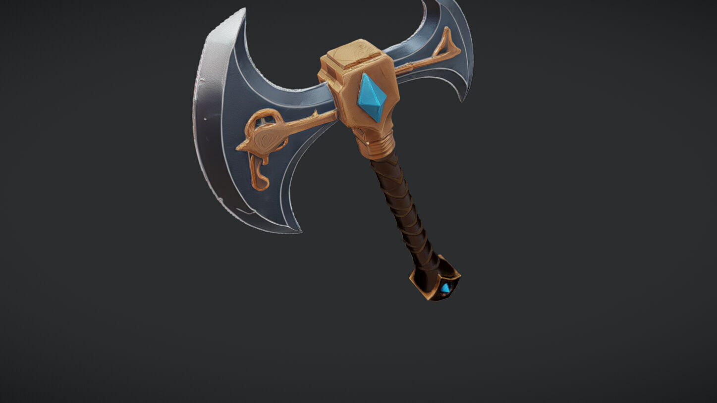 ornate double-headed axe 3 3D model_3