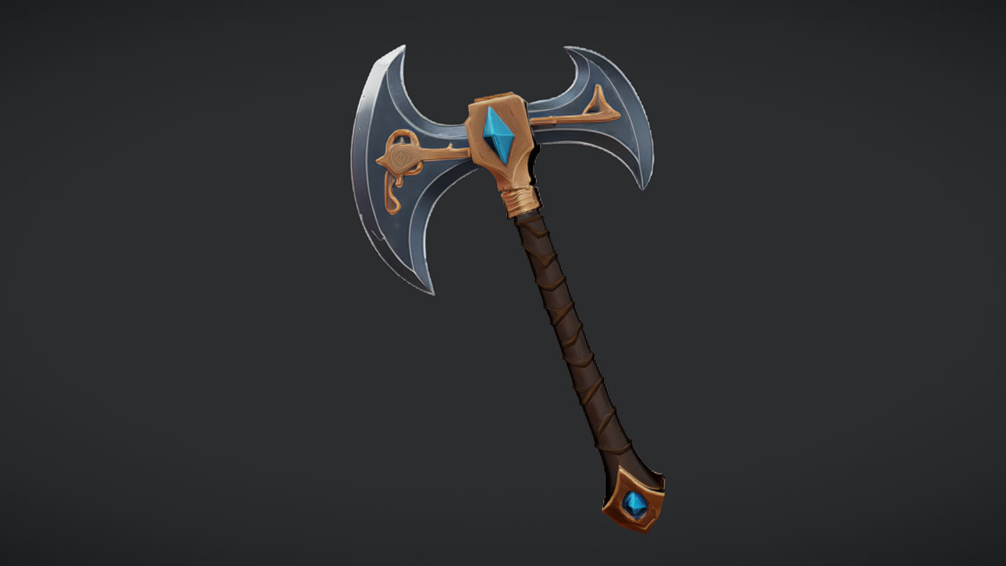 ornate double-headed axe 3 3D model_1