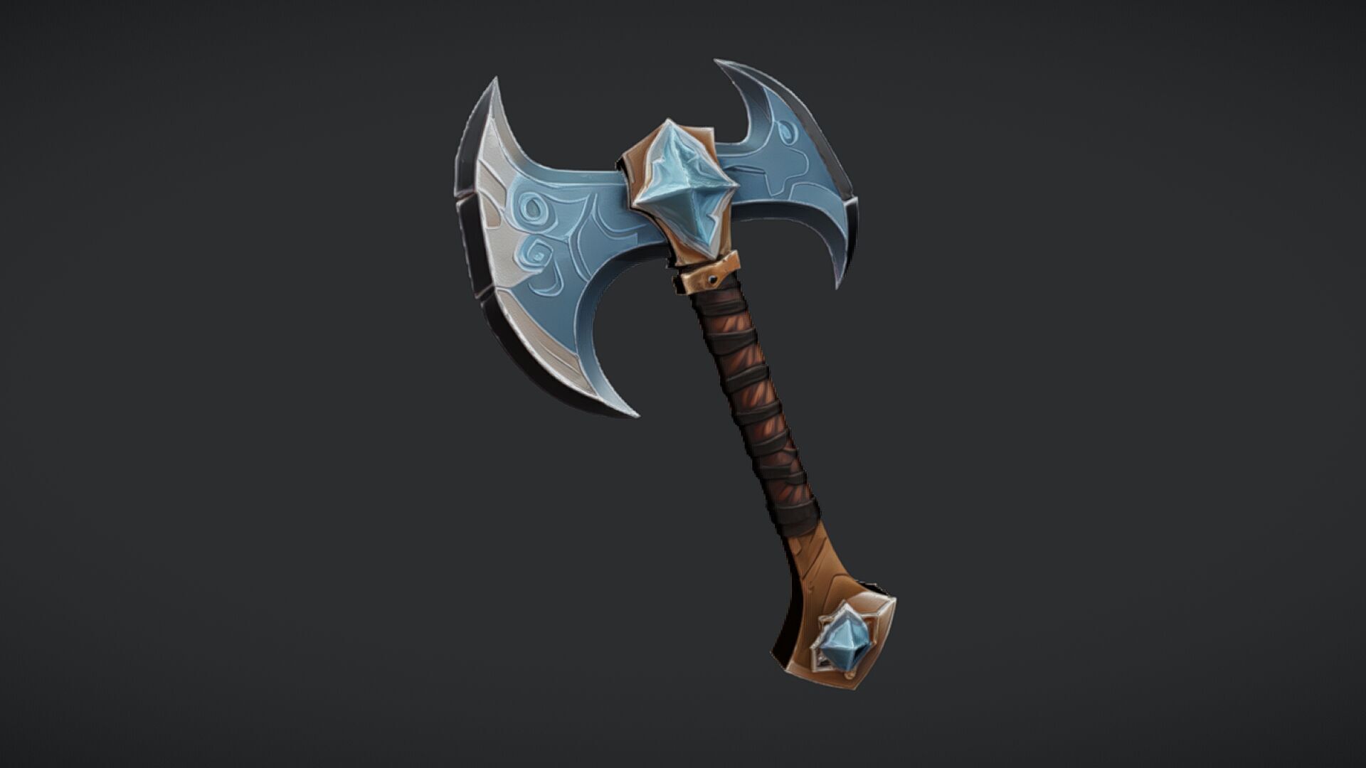 ornate double-headed axe 2 3D model_4