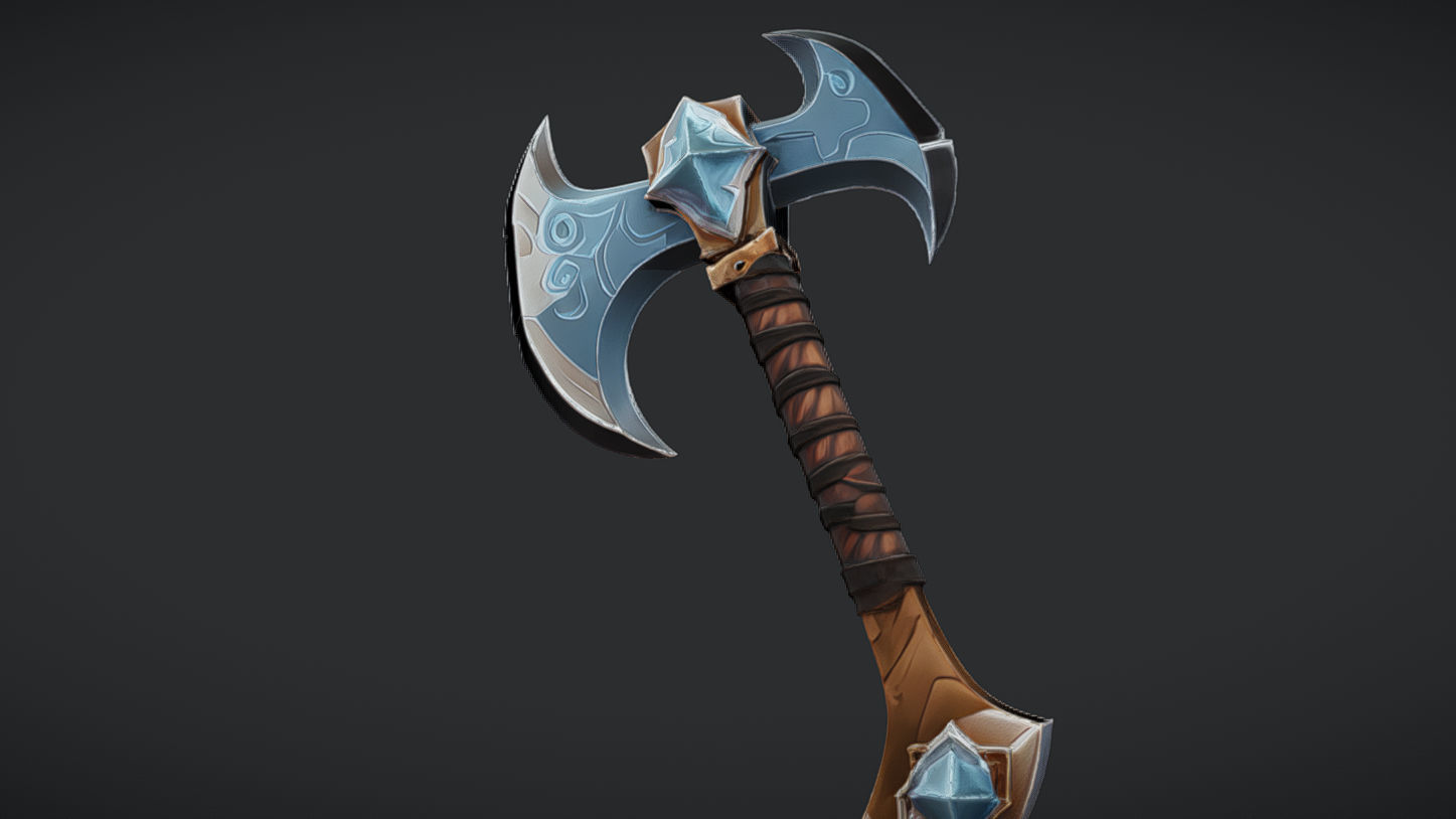 ornate double-headed axe 2 3D model_1