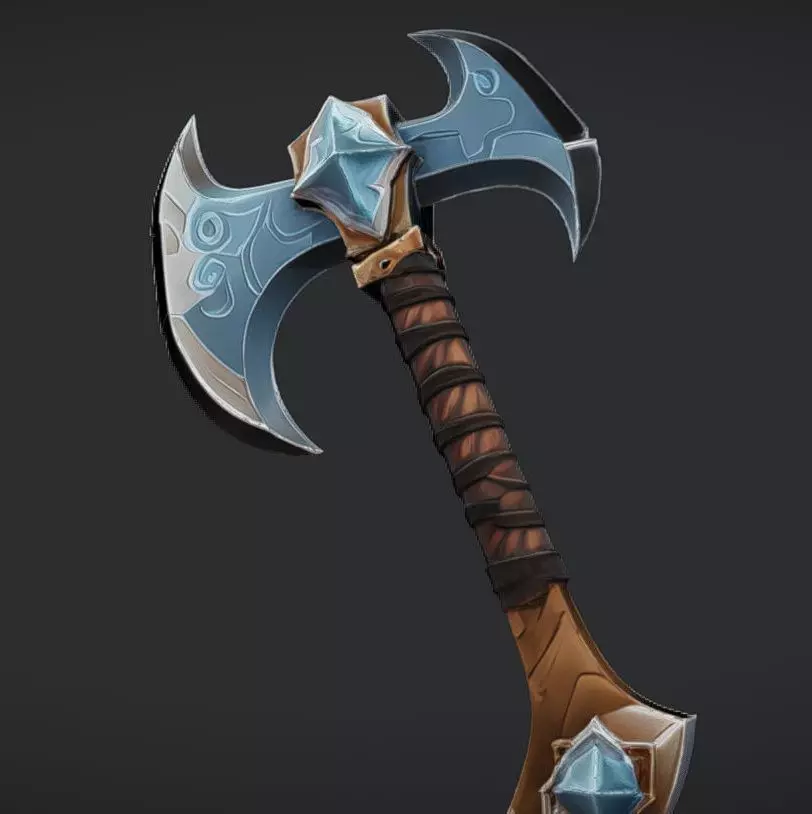 ornate double-headed axe 2 3D model_0