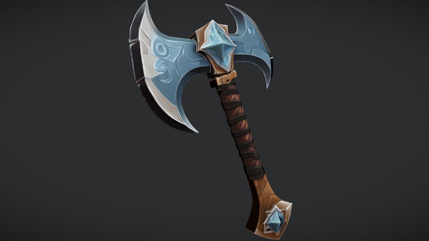 ornate double-headed axe 2 3D model_3