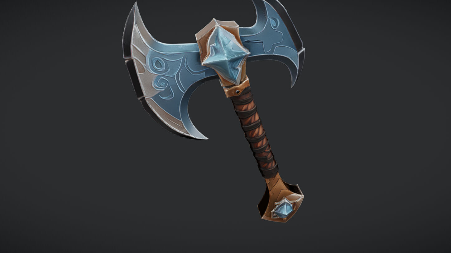 ornate double-headed axe 2 3D model_2
