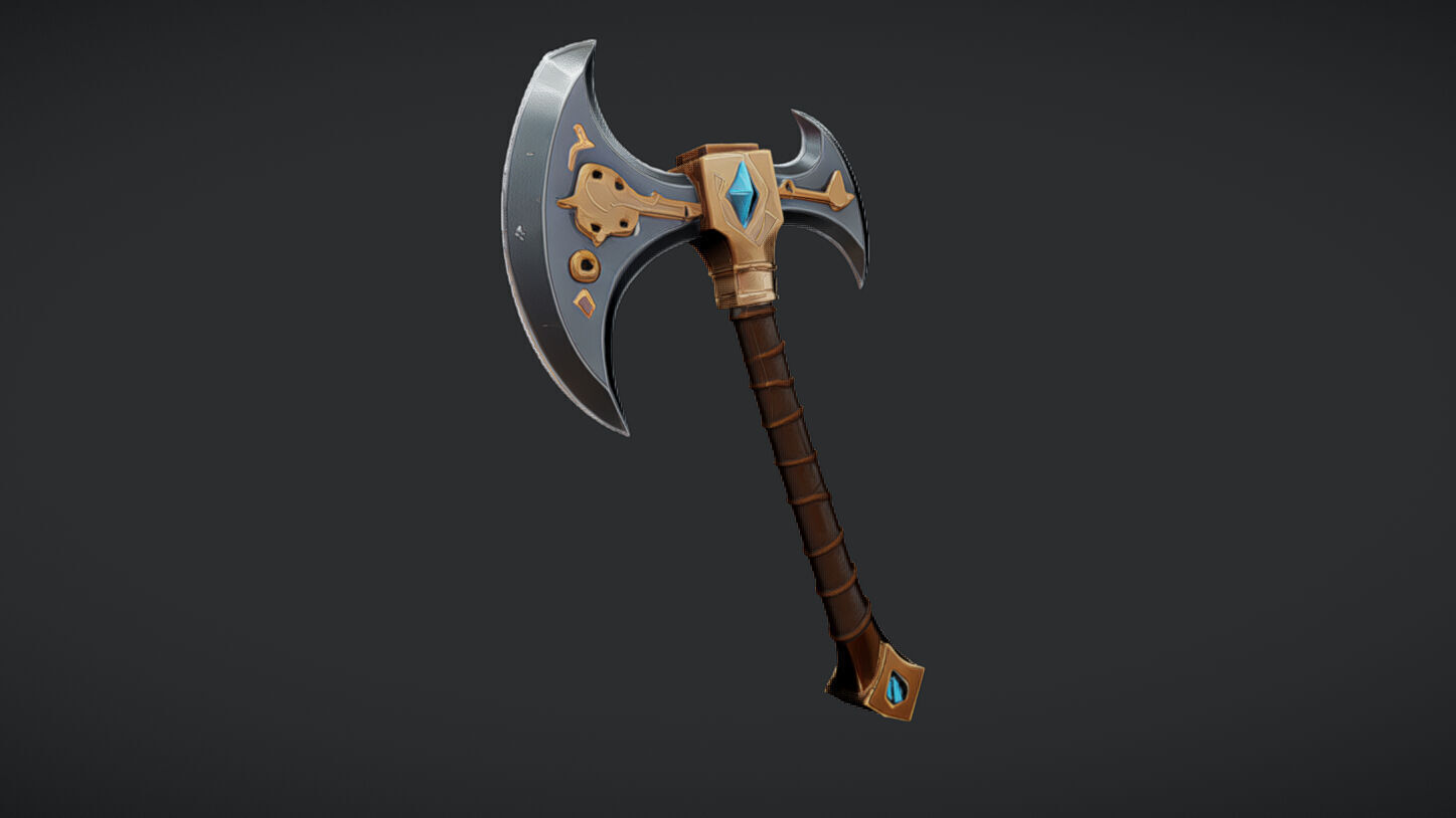 ornate battle axe 3D model_2