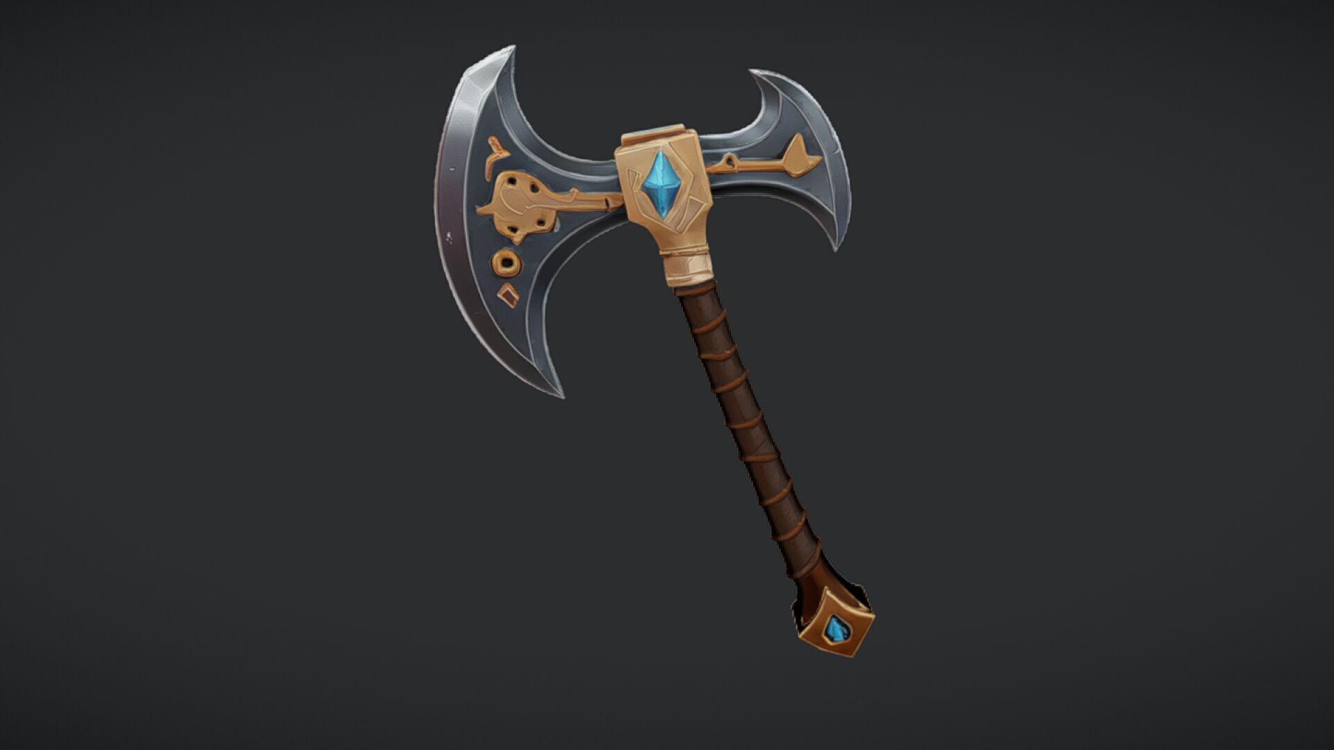 ornate battle axe 3D model_5