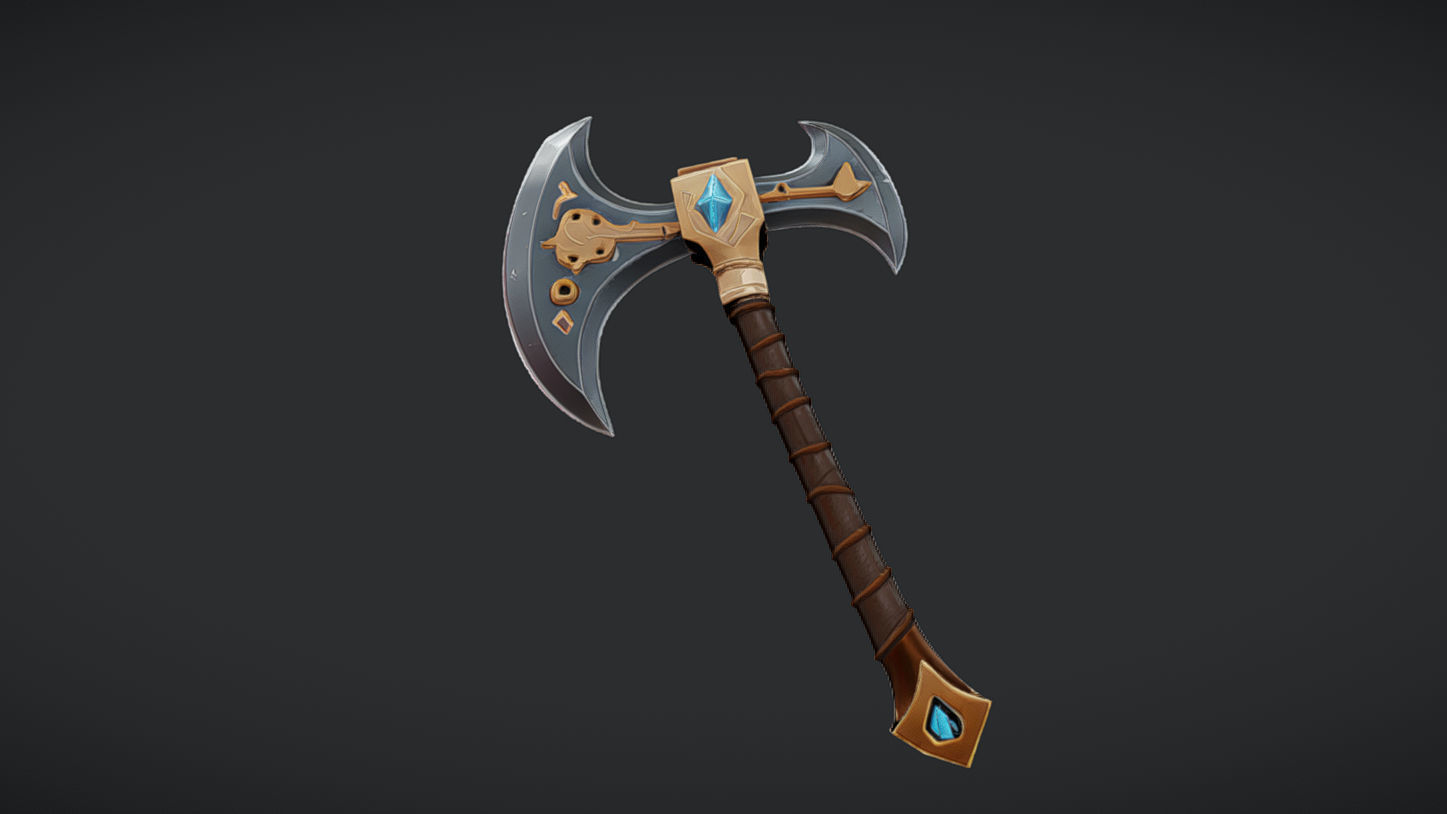 ornate battle axe 3D model_1