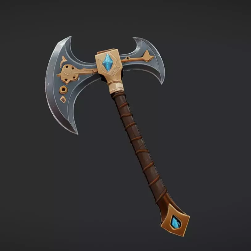 ornate battle axe 3D model_0