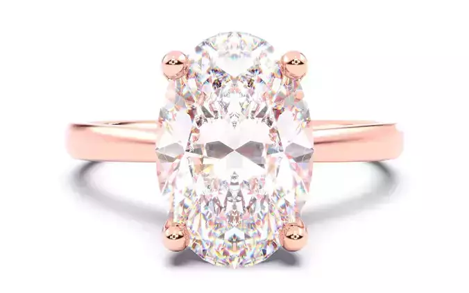 Oval Diamond Solitaire Ring 3D print model