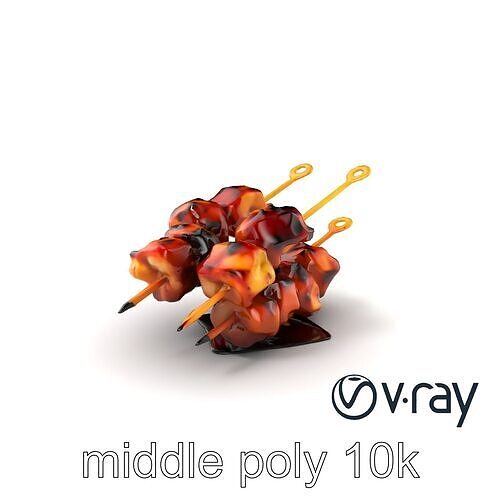 Juicy Yakitori Skewers Ceramic Plate model pack Low-poly 3D model