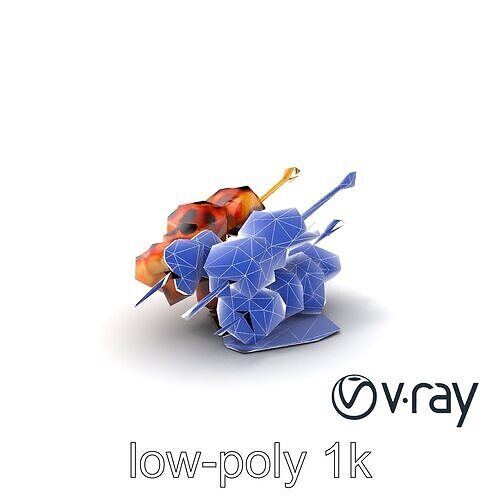 Juicy Yakitori Skewers Ceramic Plate model pack Low-poly 3D model 7
