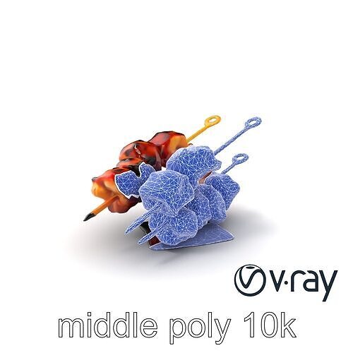 Juicy Yakitori Skewers Ceramic Plate model pack Low-poly 3D model 6