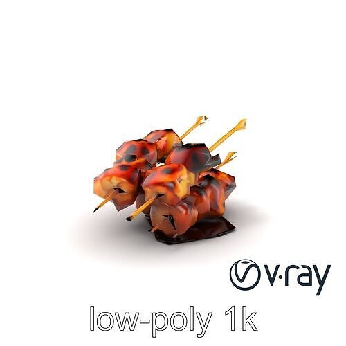 Juicy Yakitori Skewers Ceramic Plate model pack Low-poly 3D model 5