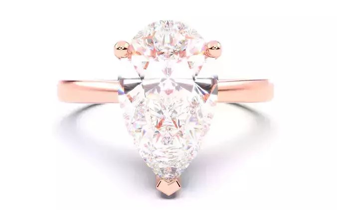 Pear Diamond Solitaire Ring 3D print model