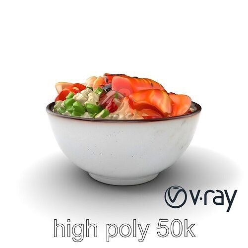 Chirashi Sushi Bowl 3D model pack Low-poly 3D model 2