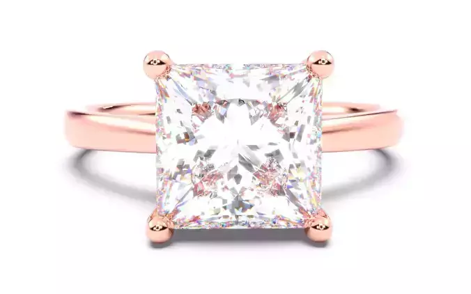 Princess Diamond Solitaire Ring 3D print model