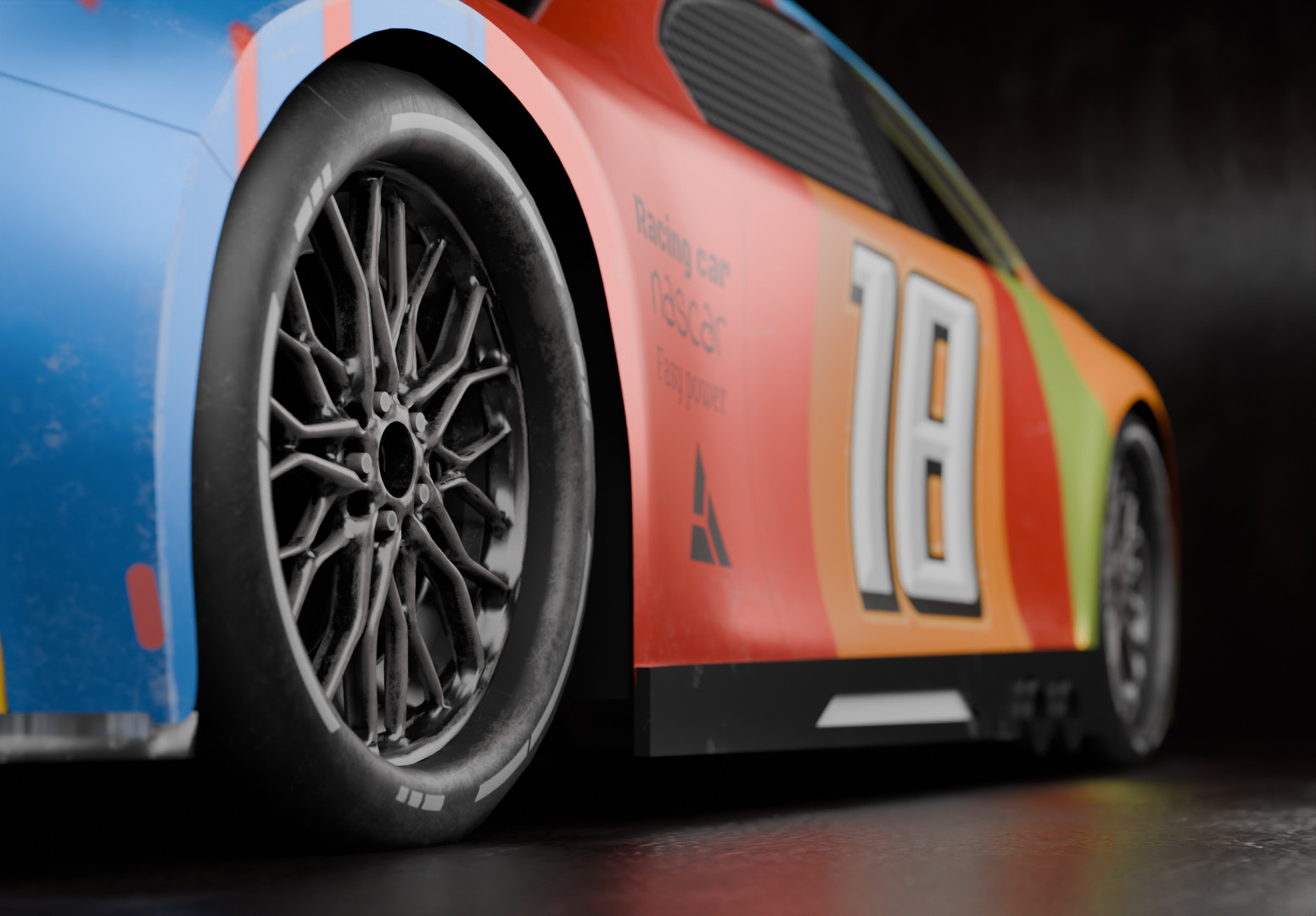 Nascar - Racing car Low-poly 3D model_1